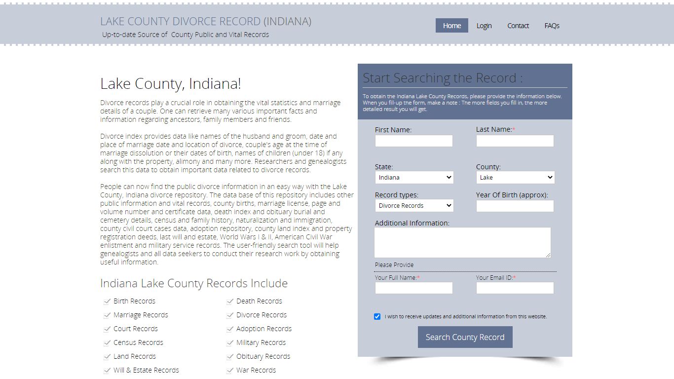 Lake County, Divorce Records & Spouse Information